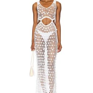 Superdown White Crochet Maxi Dress